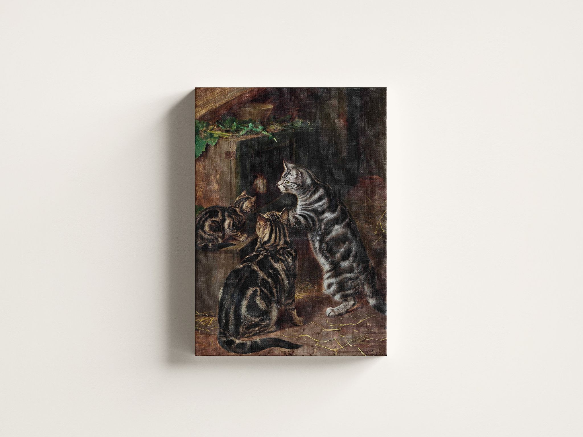 FURNISHUB Visiting Time by Horatio Henry Couldery | Famous Artwork Wall Painting | Pet accessories | Premium Canvas Painting | Wrapped Canvas