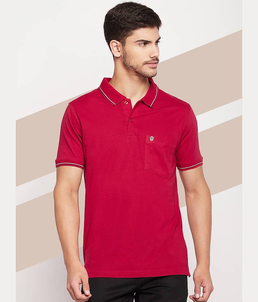 UNIBERRY Pack of 1 Cotton Blend Regular Fit Solid Half Sleeves Men's Polo T Shirt ( Red )