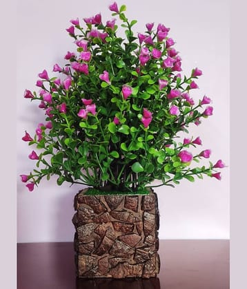 BAARIG - Purple Rose Artificial Flowers With Pot ( Pack of 1 )