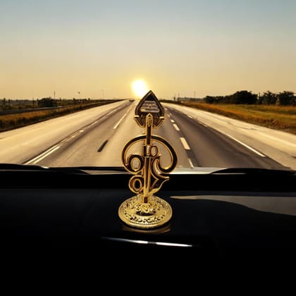 AMS Metal Tamil OM Vel Car Dashboard Idol � Lord Murugan Vel Religious Showpiece for Home Pooja, Office Desk, Return Gifts � Durable Metal Spiritual Decor � 9H x 4L x 4W cm