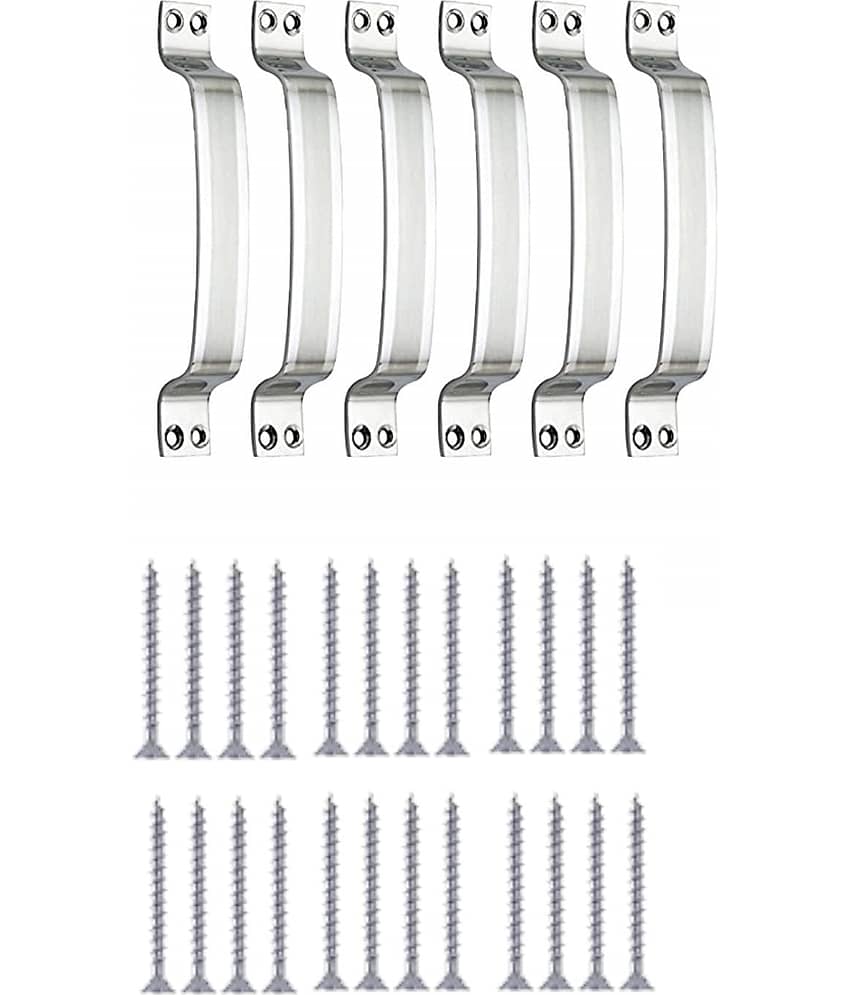 ONMAX Stainless Steel  6 Inches Handle for Home & Kitchen Doors/Cabinet/Window Handles - D Handle (Pack of 6 Pcs) DHSS06D
