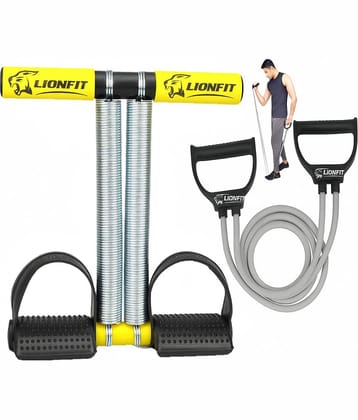 LIONFIT® Double Spring Tummy Trimmer with Resistance Tube for Men & Women | Home Gym Combo for Abs, Arms, Chest, Legs & Full Body Workout