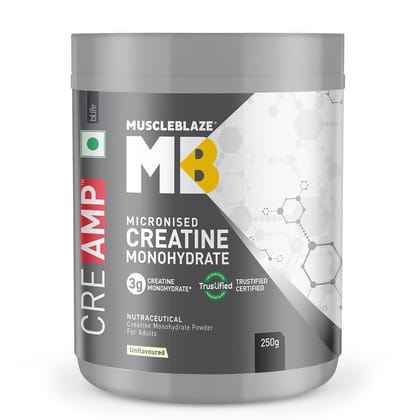 MuscleBlaze Creatine Monohydrate CreAMP (Unflavoured,250g ) Trustified Certified Creatine