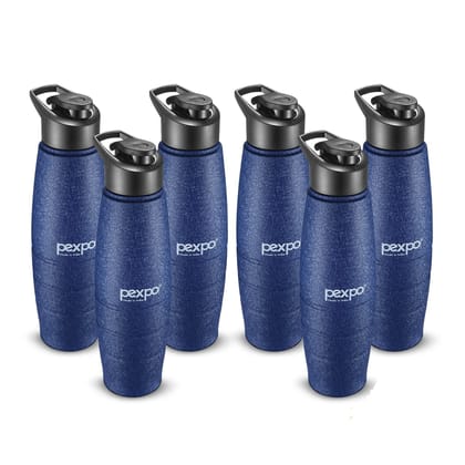 PEXPO Stainless Steel Sports/Fridge Water Bottle, 1L, Pack Of 6 Blue, Duro | Eco-Friendly Water Bottle With Sipper Cap