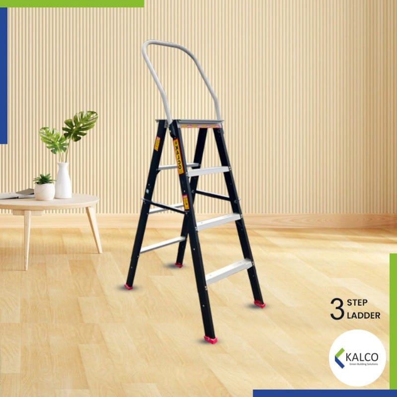 3 Step Ladder, Foldable with Top Support Handle and Top Metal Plate (Model: K-7023 in Medium)