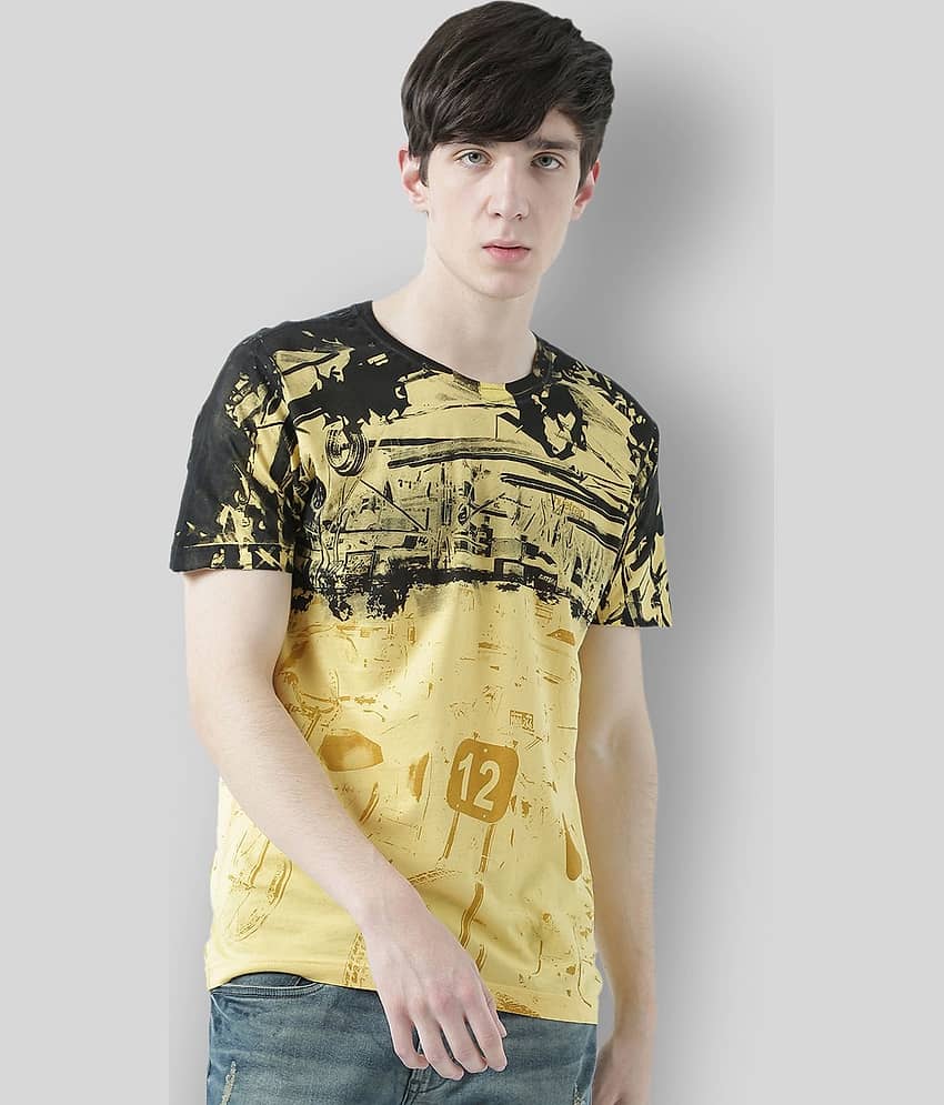Huetrap Pack of 1 Cotton Regular Fit Men's T-Shirt ( Yellow )
