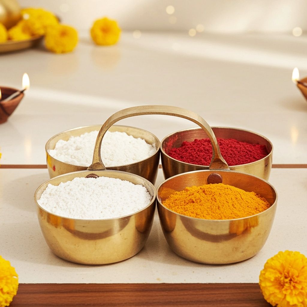 Brass Chokta Small 4 Bowl Combined (ZMAS142 B)