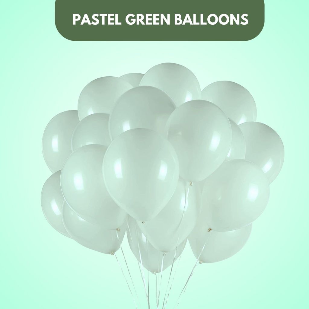Pastel Macaron Green Latex / Rubber Balloon - Helium Quality - 12 inches - 10PC - Party and Festive Needs | Buy online on ZillyBuy