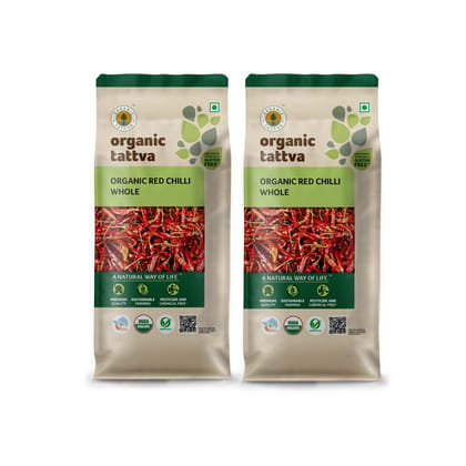 Organic Tattva Organic Red Chilli Whole - 100g x Pack of 2 Organic Tattva Organic Red Chilli Whole - 100g x Pack of 2