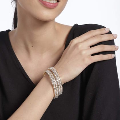 Gold Plated AD Bangles Kada Pack of 2
