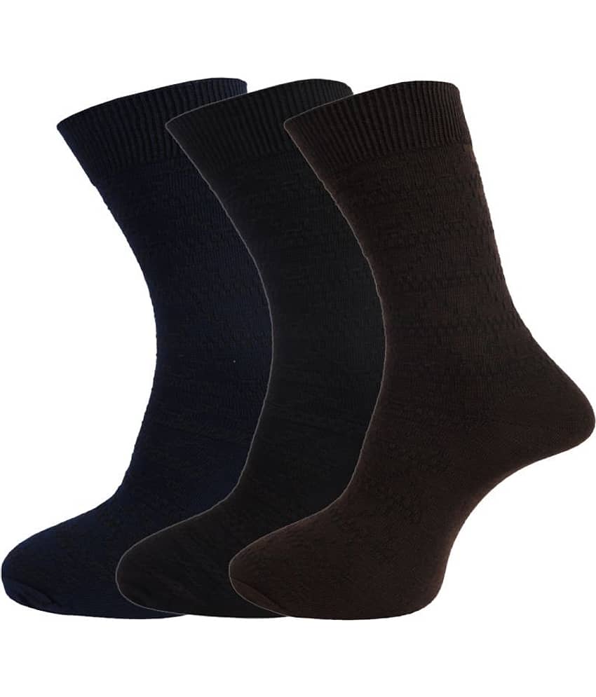 Dollar - Cotton Men's Self Design Multicolor Full Length Socks ( Pack of 3 )