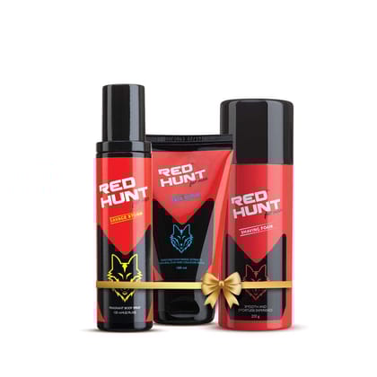 RED HUNT Combo Body Spray Savage Storm for men 120ml, Oil & Acne Control Face Wash for men 100ml, Shaving Foam 200gm