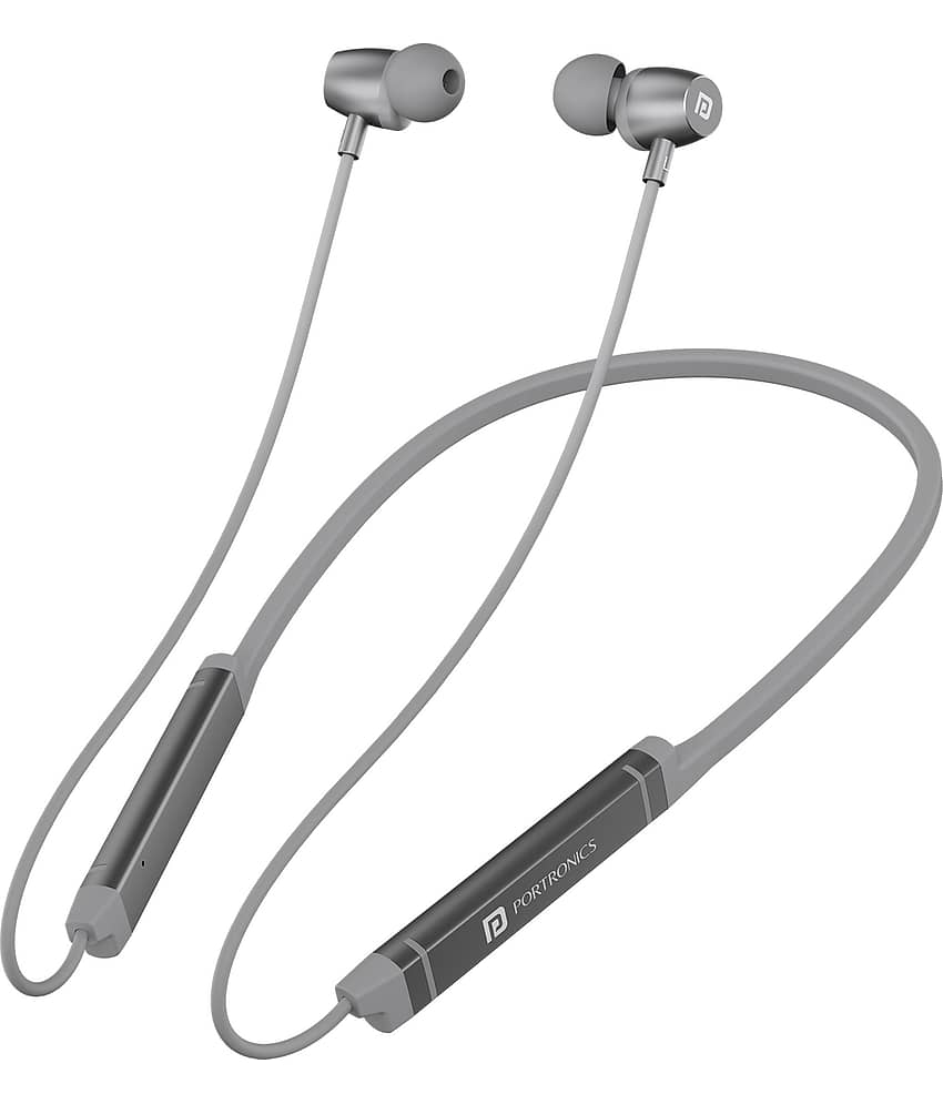 Portronics In-the-ear Bluetooth Headset with Upto 30h Talktime True Wireless - Grey