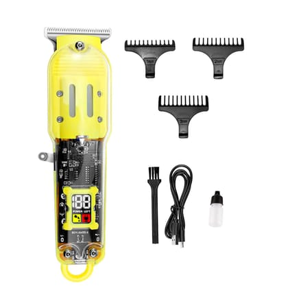 Professional Cordless T Blade Hair Clipper with 0mm Cutting, LED Display, and Long Runtime - Yellow by Ruhi Import Store Professional Cordless T Blade Hair Clipper with 0mm Cutting, LED Display, and Long Runtime - Yellow by Ruhi Import Store