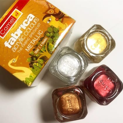 Camlin Kokuyo Fabrica Acrylic Metallic Color - 10ml Each, 4 Shades