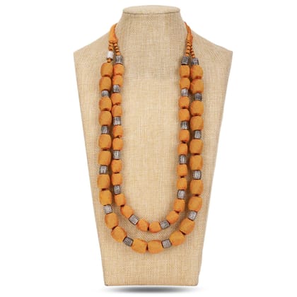 2 layer fabric beaded necklace in silk