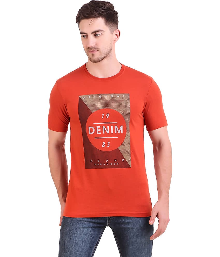 Bravezi Pack of 1 Cotton Blend Slim Fit Men's T-Shirt ( Orange )