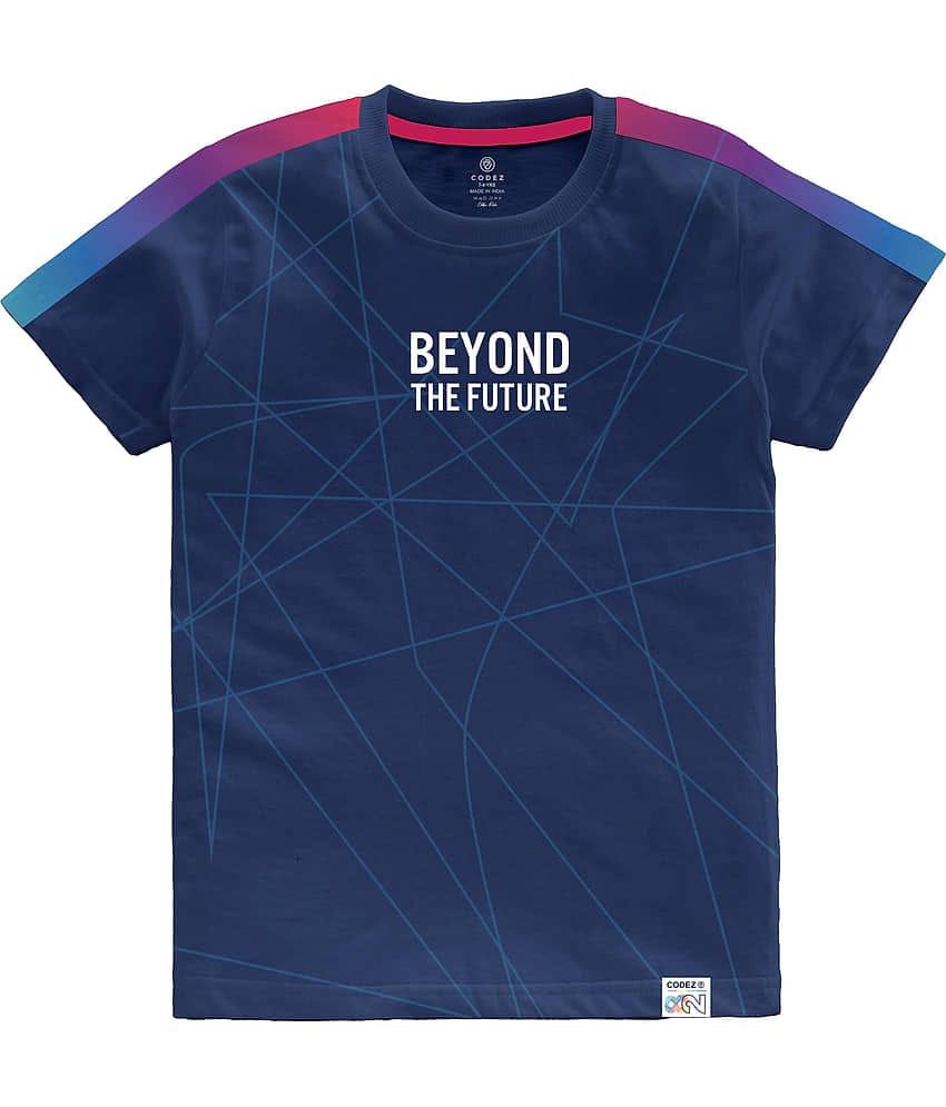 CODEZ Pack of 1 Boys Cotton Blend T-Shirt ( Navy )