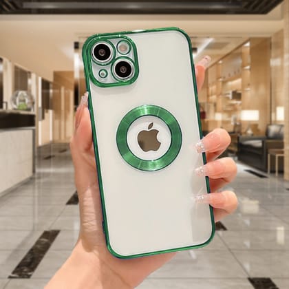 iPhone 13 Chrome Ring Logo Cut Case-Green