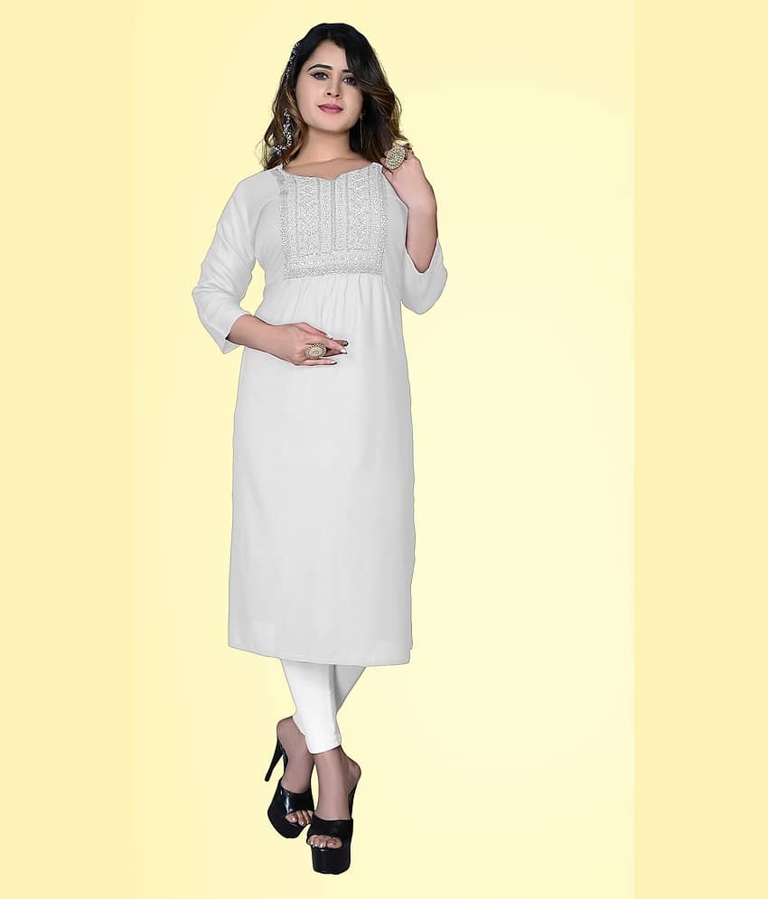 HAYA - Grey Rayon Women's Straight Kurti ( Pack of 1 )