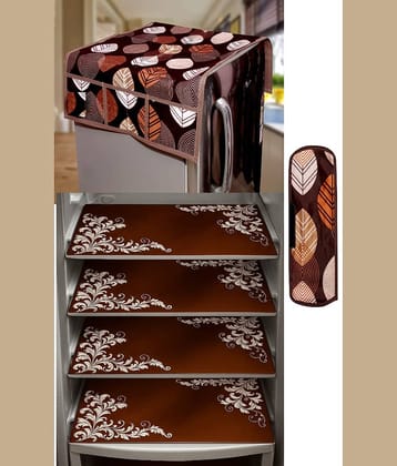 CreadCraft PVC Floral Fridge Mat & Cover ( 30 44 ) Pack of 6 - Green