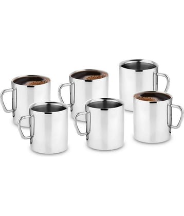 Classic Essentials - Silver Steel Coffee Mug ( Pack of 6 )