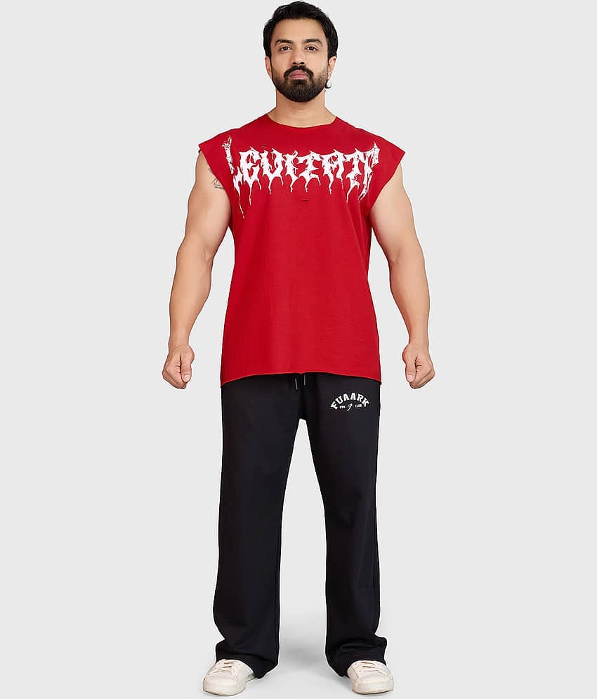 Fuaark Red Cotton Oversized Fit Men's Tanks ( Pack of 1 )