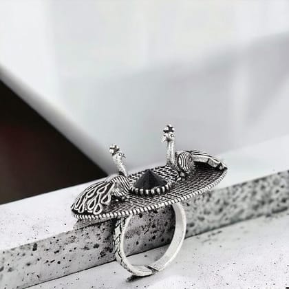 Oxidised Silver Adjustable Finger Ring