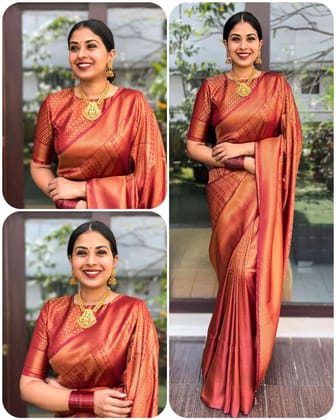 Maroon Soft Lichi Silk Saree