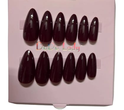Premium Press-On Nails Set  Reusable False Nails Kit with Glue Tabs  Glossy Matte Artificial Nails for Women  Full Cover Nail Tips for Salon-Quality Manicure at Home  Multiple Shades Available (Black Cherry)