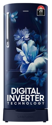 Samsung 183 L, 5 Star, Digital Inverter, Direct-Cool Single Door Refrigerator (RR20D2825UZ/NL, Midnight Blossom Blue, Base Stand Drawer) Samsung 183 L, 5 Star, Digital Inverter, Direct-Cool Single Door Refrigerator (RR20D2825UZ/NL, Midnight Blossom Blue,