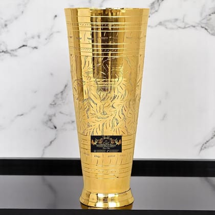 Pure Brass Punjabi Flower Embossed Lassi Glass Tumbler 1050ml