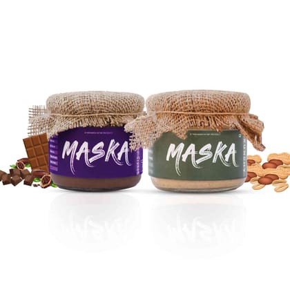 MasKa Peanut Butter Crunch Combo | Crunchy + Choco Crunch (350gm + 350gm) | All Natural | High Protein | No Hydrogenated Oils | Extra Crunch | Zero Cholesterol | Zero Trans Fats 700 g (Pack of 2)