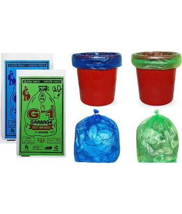 G-1  2 Packs Medium Disposable Garbage Bags for Wet and Dry Waste (30 Pcs Blue and 30 pcs Green) -1 Packs Each