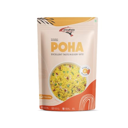 INSTAFOOD Breakfast Poha | Ready to Eat & Cook Meal | 2-3 Servings | After Cooking Gets 300 gm to Serve | Zip Lock Packaging | Vegetarian Meal | Just Add Water and Cook, 150 gm