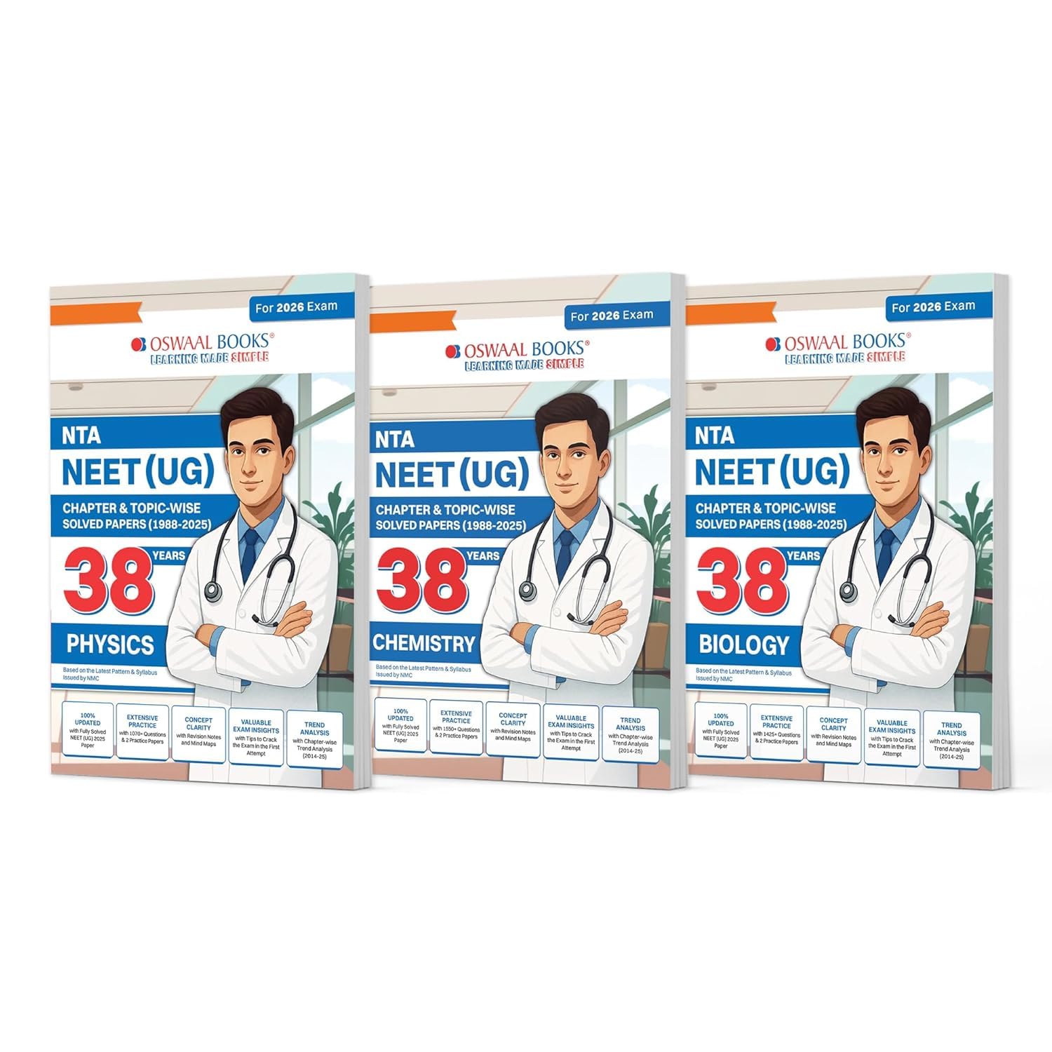Oswaal NEET (UG) Solved Papers 2024 Exam Preparation Set, Physics Chemistry Biology Books, 38 Years Chapter-wise Solutions (1988-2025) [Paperback] Oswaal Books And Learning Private LimitedArihant