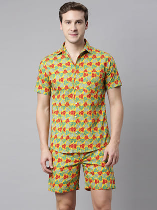 Yellow Printed Co-Ord Set-M