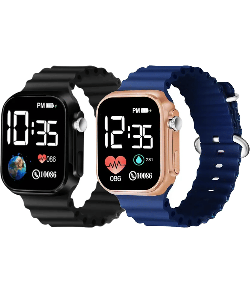 Cosmic Black Silicon Digital Couple's Watch