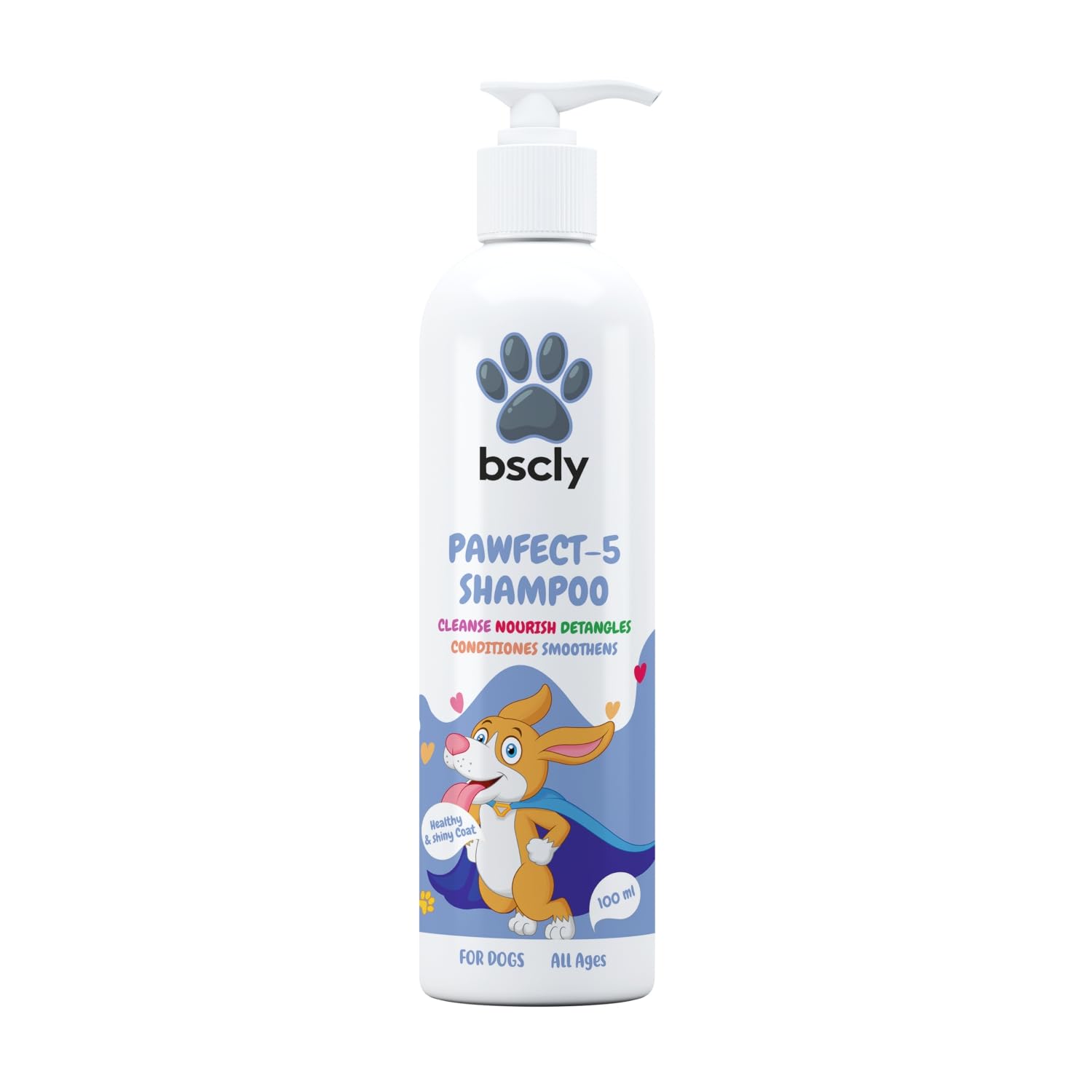 Bscly Pawfect 5 Dog Shampoo for Pomeranian, Shih Tzu Puppy, German Shepherd, Labrador & Golden Retriever | Cleanses, Conditions, Detangles, Moisturizes & Deodorizes, 200 ml