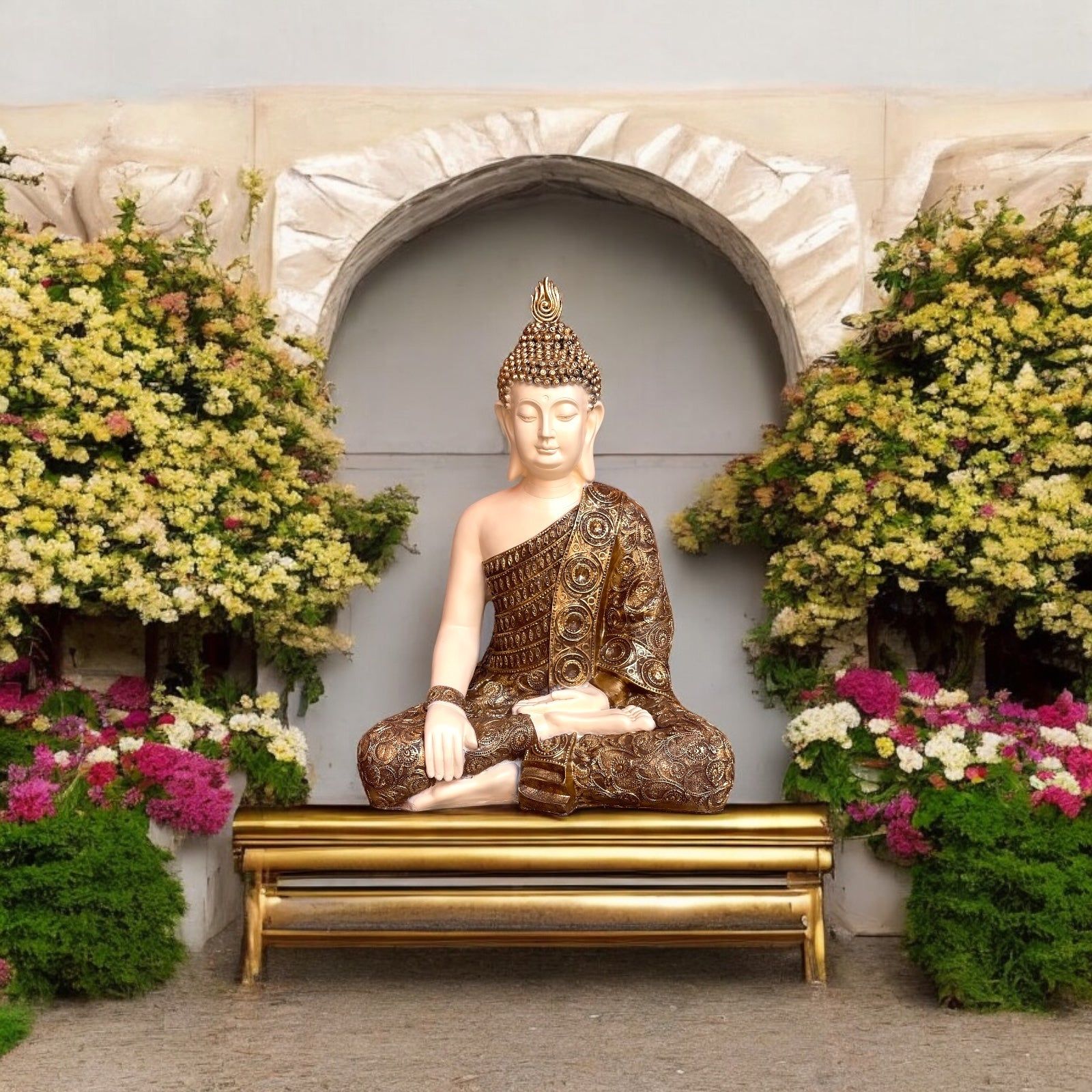 Gautam Buddha Statue Bhumisparsha Mudra Symbol of Peace Home décor Idol H- 24 Inches-Poly Resin