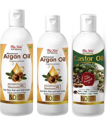 The Nile Argan Oil 150 ML + 100 Ml (250 Ml) + Castor Oil 100 Ml 350 mL Pack of 3