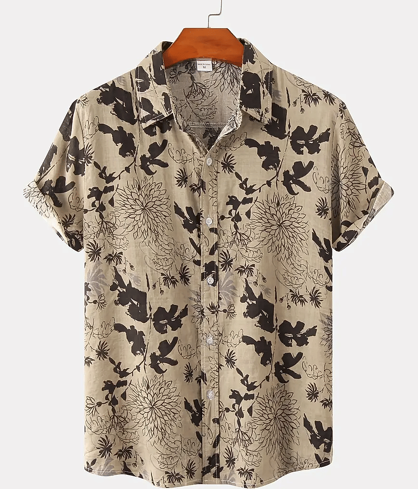 BEAUE Poly Cotton Regular Fit Printed Half Sleeves Men's Casual Shirt - Beige ( Pack of 1 )