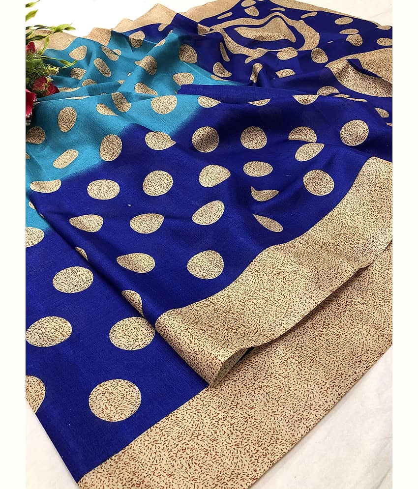 Yashika Art Silk Woven Design Regular Saree With Unstitched Blouse Piece ( Blue )