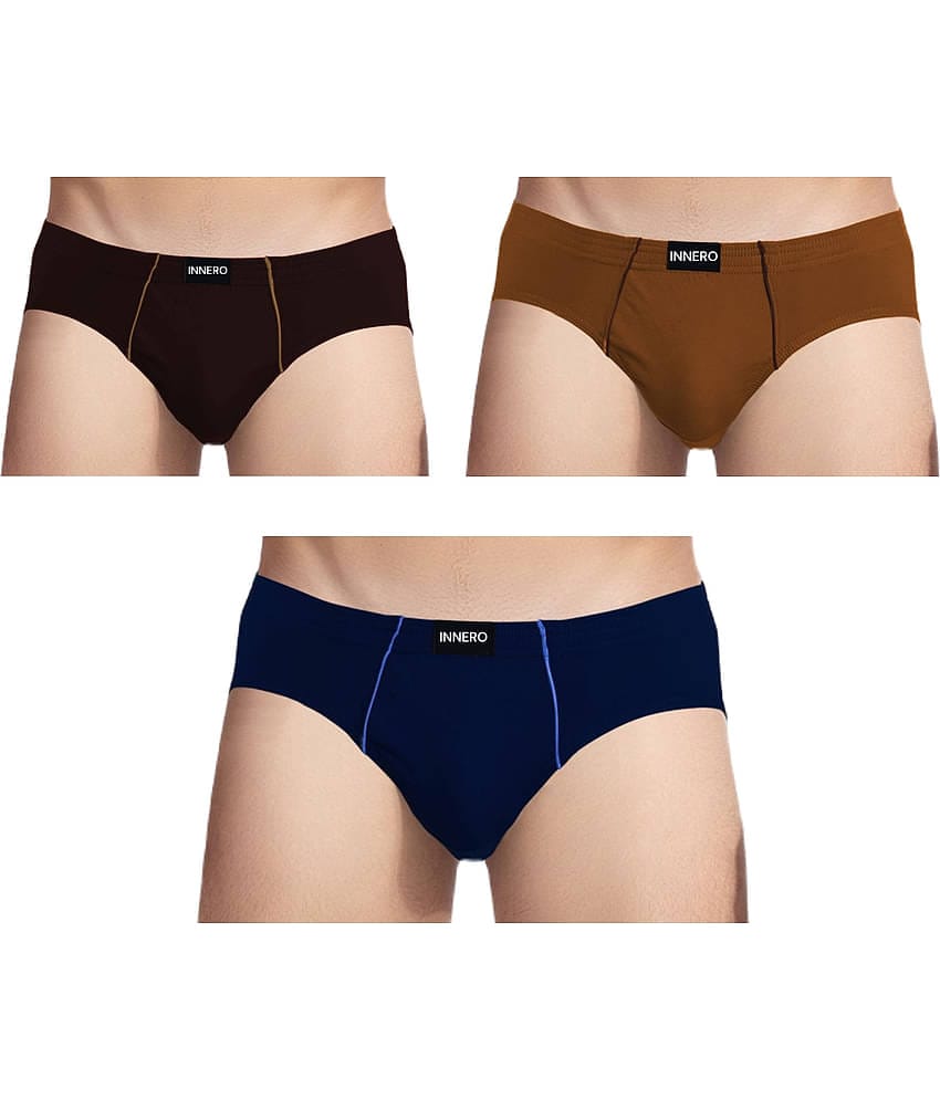 INNERO Pack of 3 Cotton Briefs For Men's ( Multicolor )