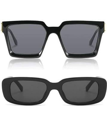 Kanny Devis - Black Rectangular Sunglasses ( Pack of 2 )