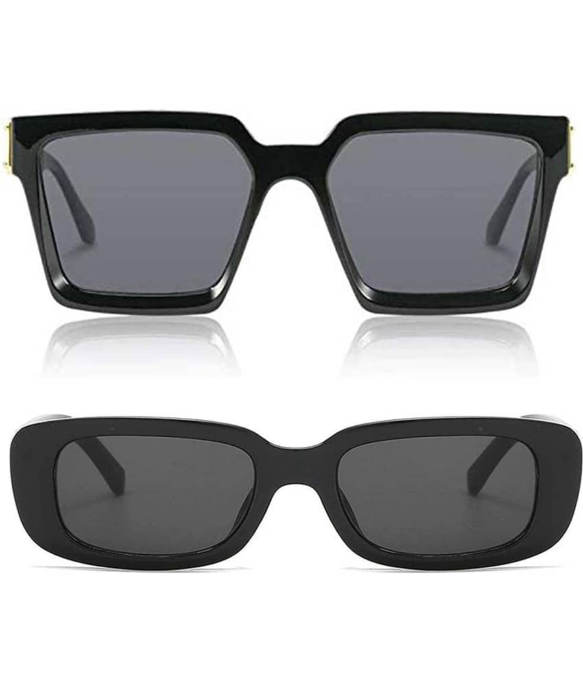 Kanny Devis - Black Rectangular Sunglasses ( Pack of 2 )