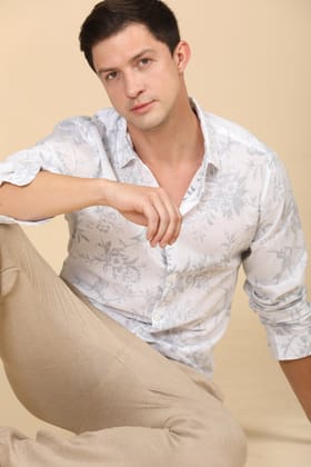 Haroldy - Linen Printed Shirt - White-M-40 / WHITE