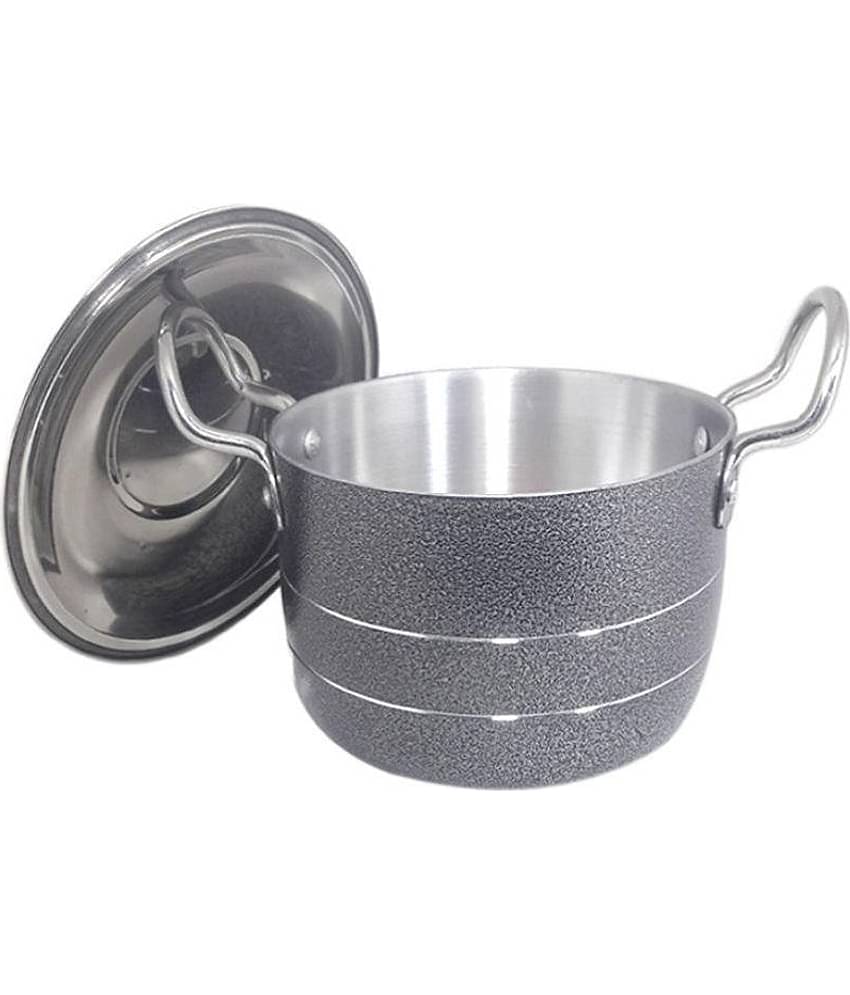 bartan hub Kitchen Enamle Aluminium Handi Heavy Bottom with Steel Lid 19 cm Diameter 1.5 Ltr