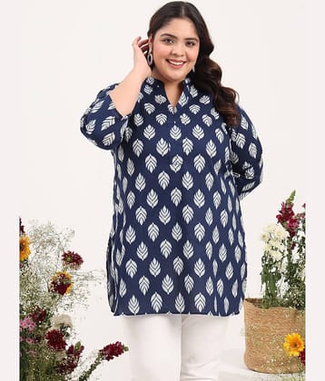 Tissu Women's Cotton Printed Straight Kurti - ( Navy )