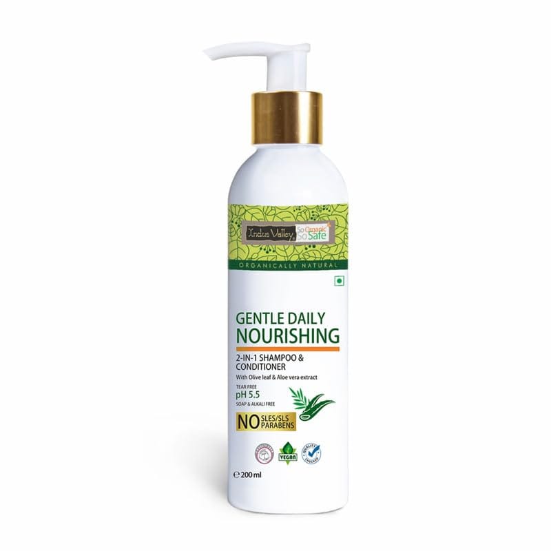 Indus Valley Organic Gentle Daily Nourishing 2-in-1 Shampoo and Conditioner for Dry Scalp, Stimulates Hair Growth, Deep Nourished Shiny Hairs Shampoo (200 ml, Pack of 1) Indus Valley Organic Gentle Daily Nourishing 2-in-1 Shampoo and Conditioner for Dry